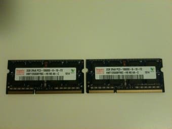 4GB (2x2GB) laptop memory 204p PC3-10600 DDR3-1333 SODIMM - $30 1