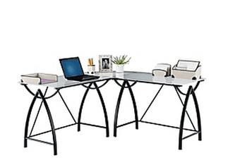 Realspace Collection Milk Glass L-Shape Desk (Perfect Condition) 1