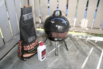 BBQ + coal + starter liquid - $10 1