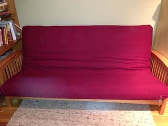 futon with cover and hardwood frame - 100 OBO 1