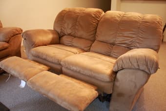 Microfiber reclining living room set (couch + loveseat + coffee table) 2
