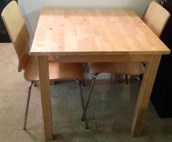 Like New Ikea Birch Wood Table w/ Two Matching Chairs For Sale $60 1