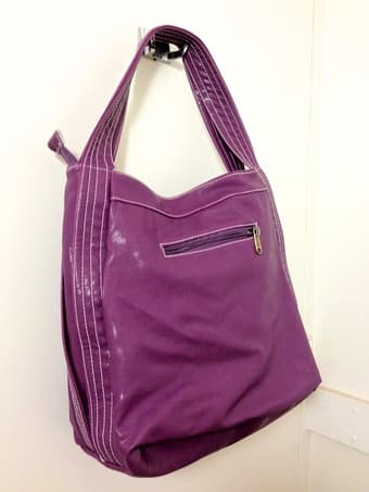Shoulder bag: Plum, textured faux-leather -- LIKE NEW -- $15 2