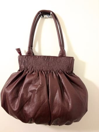Shoulder bag: Burgandy, textured faux-leather -- LIKE NEW -- $15 1