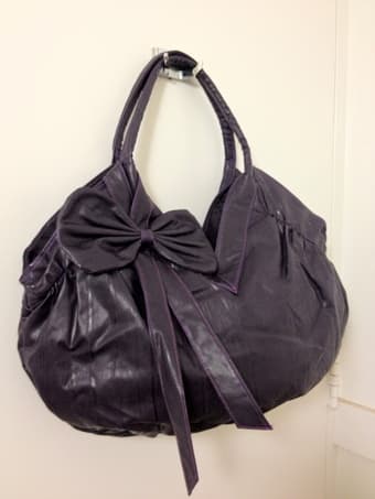 Shoulder bag: Royal violet, faux-leather, big bow detail  -- LIKE NEW 1