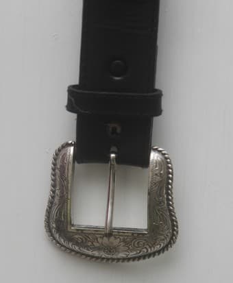 $10 - Nocona Western Leather Belt & Buckle - Black size 30" (S-M) 3