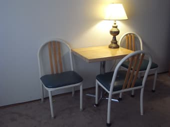 Table, chairs and light, total is $50 1