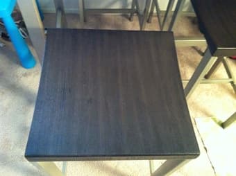 new tall coffee table+4 chairs, short table, bed. old TV 2