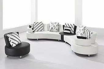 White/black leather Sectional sofa + additional chair + pillows 1