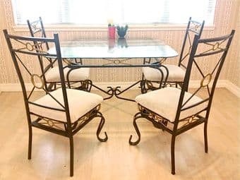 6pc glass dining table set w/ baker's shelf - $200 (menlo park) 1