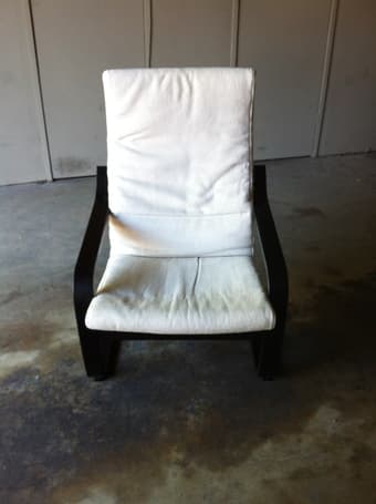 2 IKEA Poang chairs, black frame, dala natural fabric, $60 for both 1