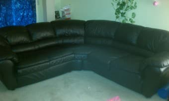Black Leather Sectional Couch for sale 1