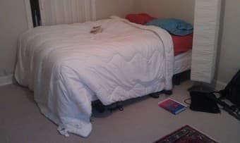 Queen size bed with boxspring and frame - $450 2