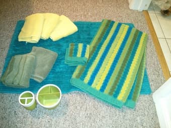 Stylish bathroom accessories - rug/ decorative towels/ etc - $40 1