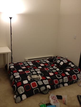 IKEA mattress, table, chair, mirror, and lamp 1