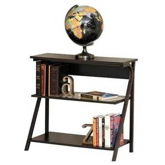 Small espresso bookcase with glass shelf - $30 1