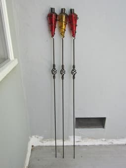 Stainless steel & glass tiki torches (6) - $20 2