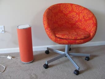 Orange chair and lamp $40 1