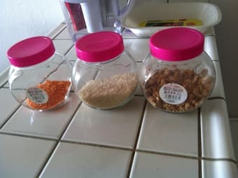 IKEA FOOD CANS and 3 DAISO JAR $5 2