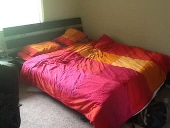Queen Bed Frame and Bedding, Desk, Kitchen Table for sale 1