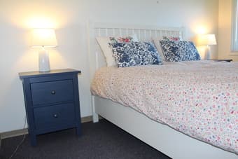 Queen Bed + Slated bed base + foundation + Mattress 1