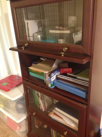 Book case with sliding shelf doors - $40 2