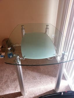 Great Dining Table- 2 Layer Glass & Metal (silver) - $100 1
