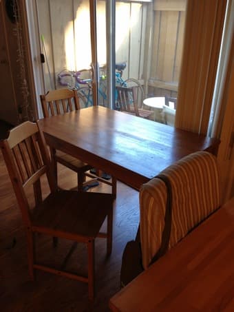 FOR SALE - Wooden table and 4 matching chairs - $100 2
