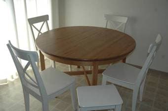 Excellent dinning set with 4 chairs and a stool (free) - $225 1