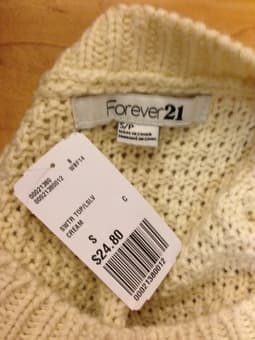 Cream knit sweater by Forever 21. Size S, $12 2