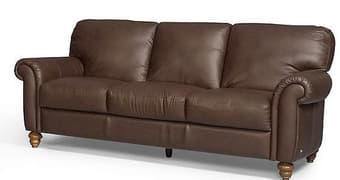 4 piece Brown leather sofa set: loveseat armchair ottoman set $650 3