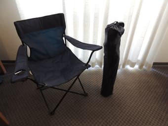 Pair of portable chairs $4 each, Fan $4 2