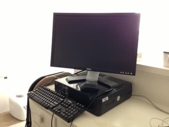 moving sale - desktop, wide 24" LCD, yamaha speakers, bike stuff, 1