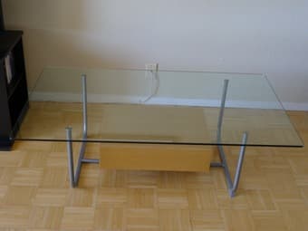Coffee table, glass top, IKEA Hemberg, $40 1