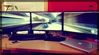 triple monitor setup with stand 21.5x3 1