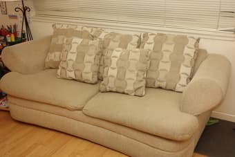 Sofa bed/Futon, coffee table, IKEA chair 1