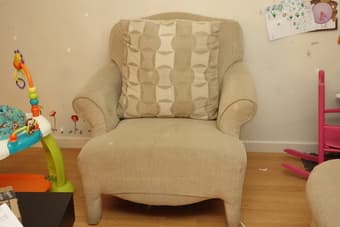 Sofa bed/Futon, coffee table, IKEA chair 2