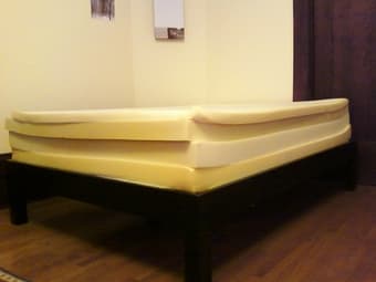 Queen-size West Elm bed frame and memory foam mattress 2