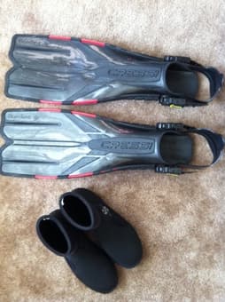 Diving fins + booties for $30 1