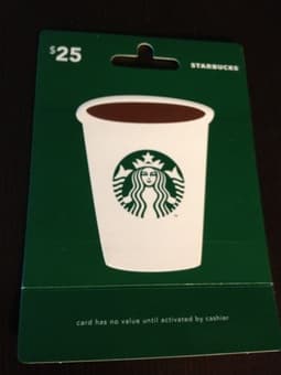$25 Starbuck's gift card for only $20 1