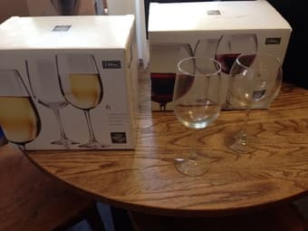 Set of white and red wine glasses $30 1