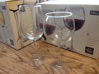 Set of white and red wine glasses $30 2