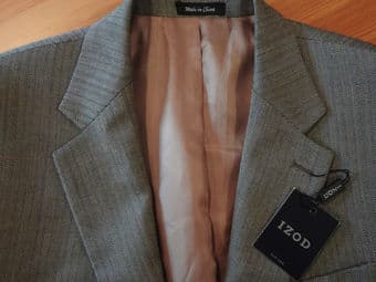Awesome New Izod Tan/Grey micro-Herringbone pattern blazer $150 obo 3