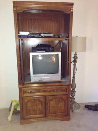 Wood Entertainment Center - price lowered to $40 - great condition 1