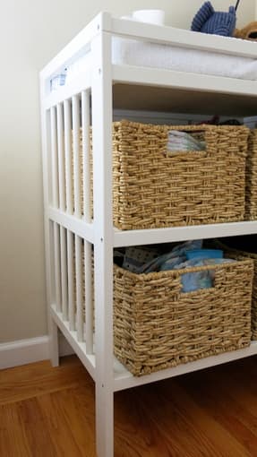 White changing table, changing pad and baskets - $50 2