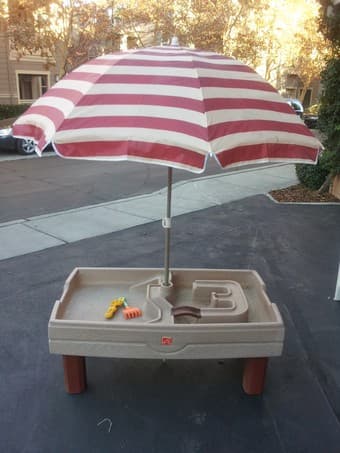 Sand Box and Water Table with Umbrella -- Step 2 Brand 1
