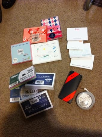 thank you cards/memo, post-its, index cards, headphones, reading light 1