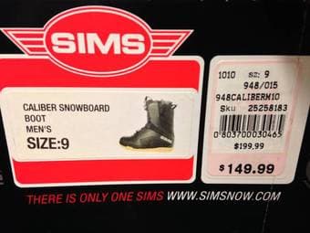 Brand New In Box SIMS Caliber Snowboard Boots $50 2