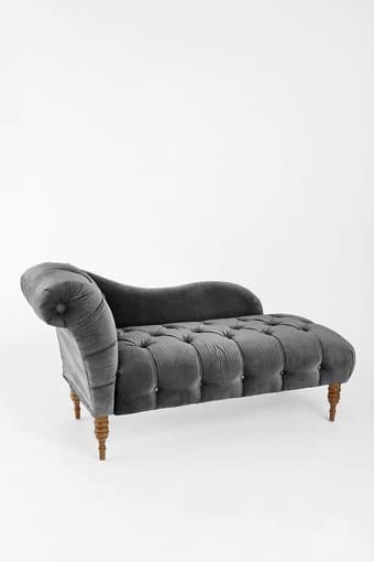 Urban Outfitters Grey Velvet Chaise / Couch 1