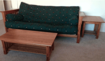 Solid wood futon and two tables 1